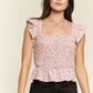 Floral print ruffled top