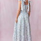 Blue Floral Tied Straps Dress