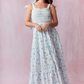 Blue Floral Tied Straps Dress