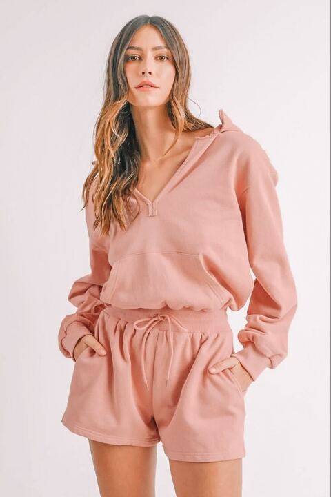 Mauve Hooded Romper