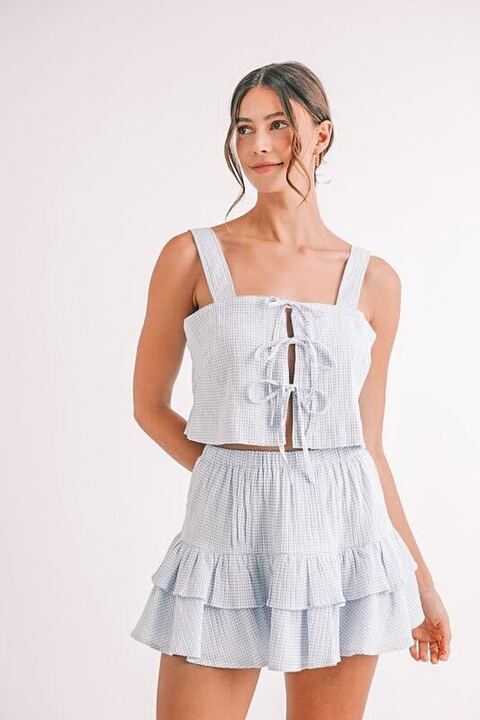 Gingham Plaid Crop Top and Mini Skirt Set