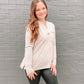 Eggshell V Neck Long Sleeve Top