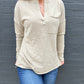 Eggshell V Neck Long Sleeve Top